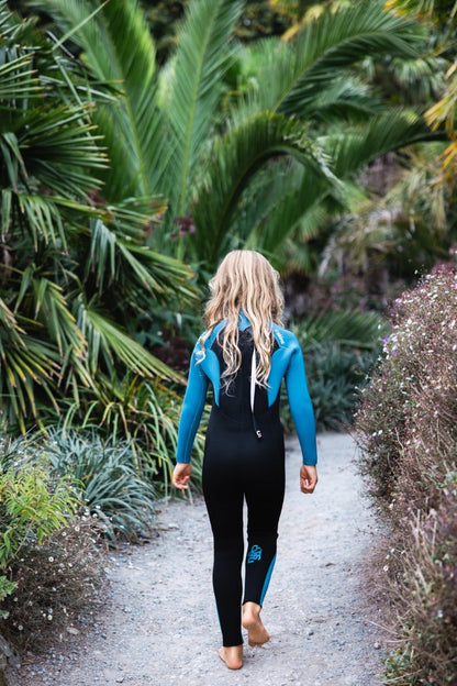 C-Skins NuWave Legend 5/4mm Junior GBS Back Zip Wetsuit 2026 - Black / Steel Blue / Aqua