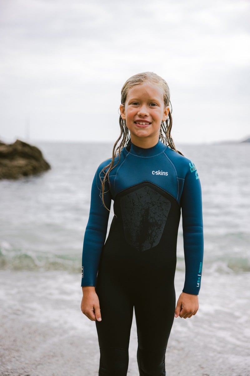 C-Skins NuWave Legend 5/4mm Junior GBS Back Zip Wetsuit 2026 - Black / Steel Blue / Aqua