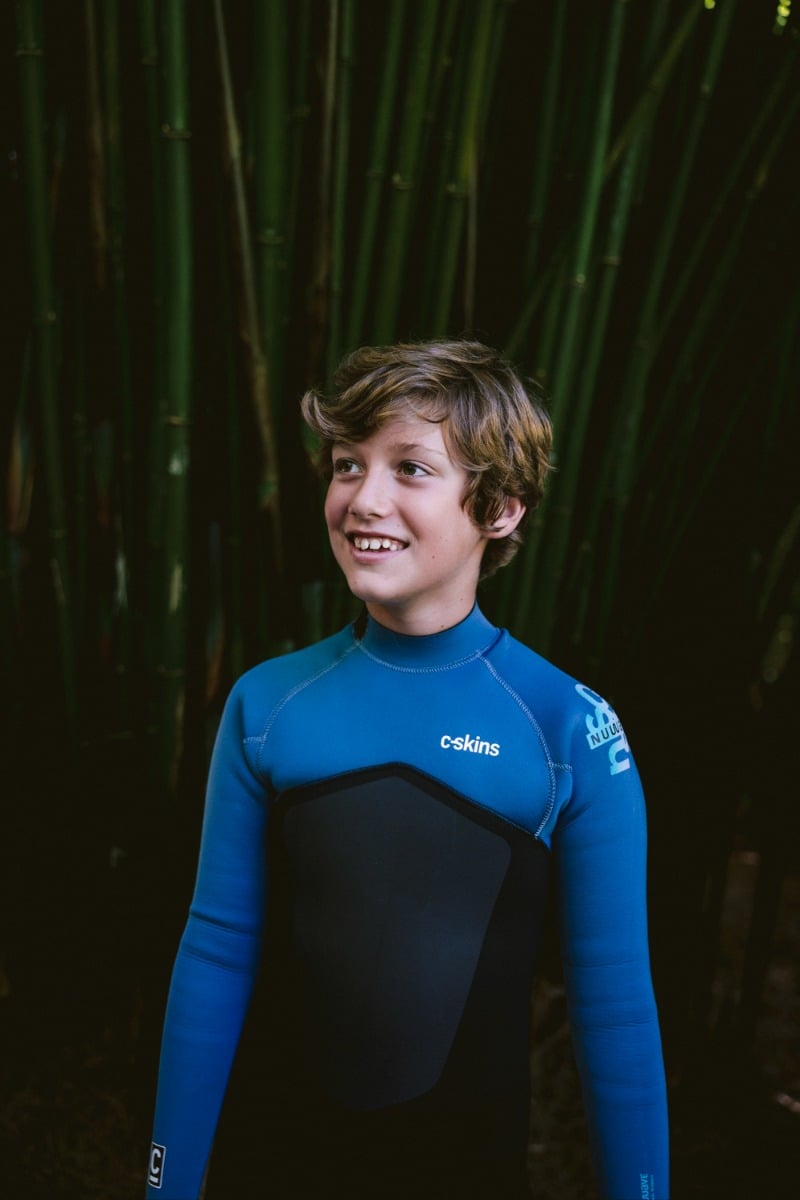 C-Skins NuWave Legend 5/4mm Junior GBS Back Zip Wetsuit 2026 - Black / Steel Blue / Aqua