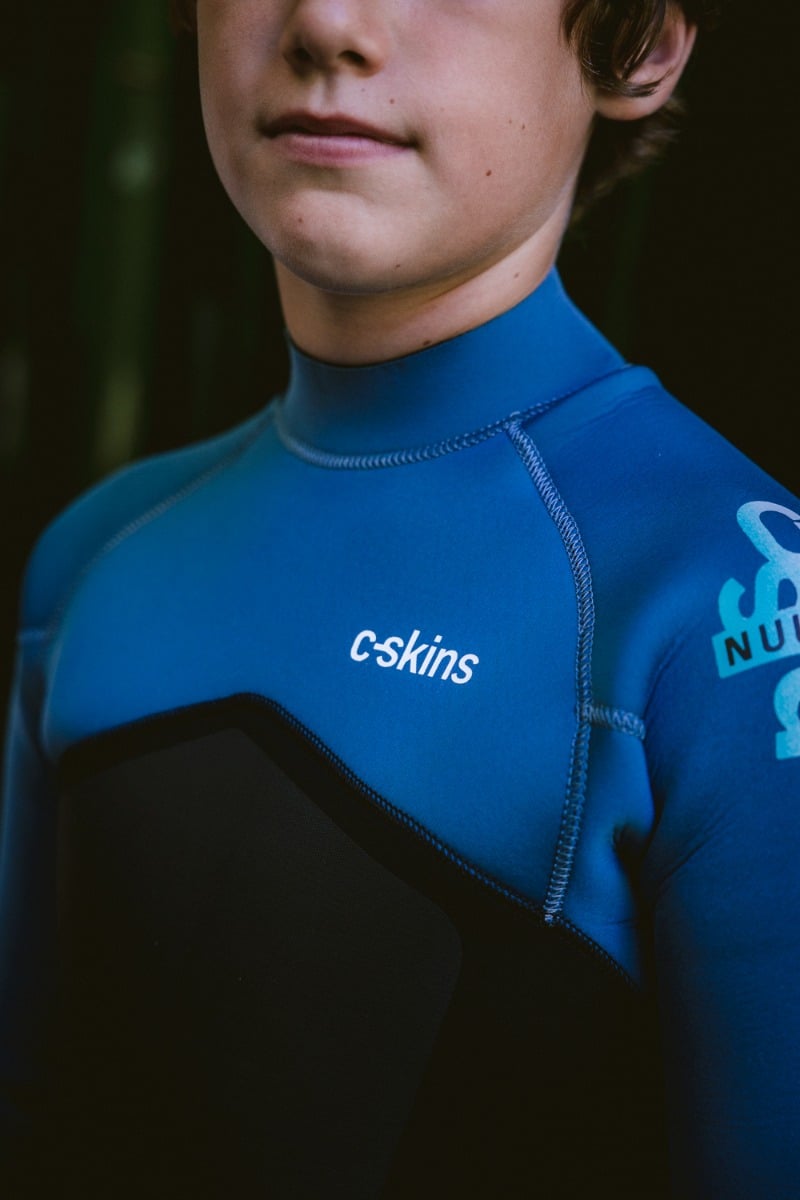 C-Skins NuWave Legend 5/4mm Junior GBS Back Zip Wetsuit 2026 - Black / Steel Blue / Aqua