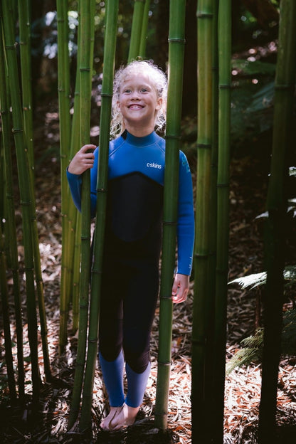 C-Skins NuWave Legend 5/4mm Junior GBS Back Zip Wetsuit 2026 - Black / Steel Blue / Aqua