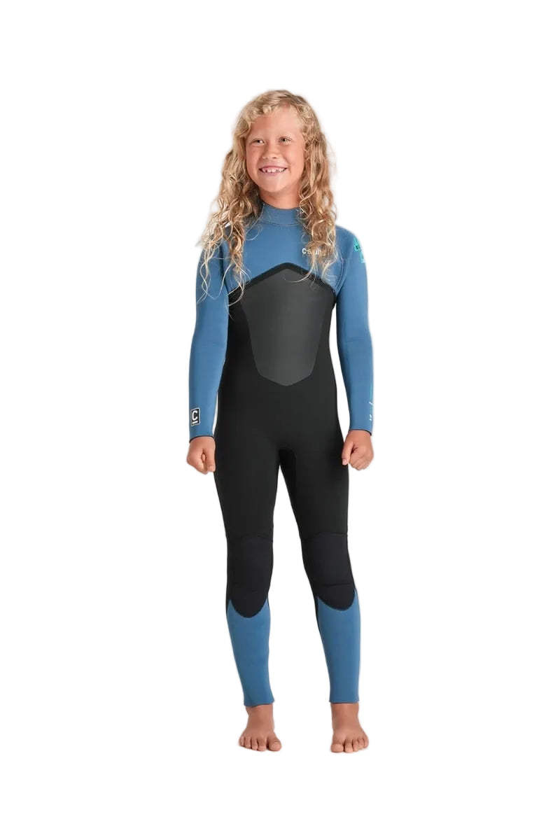 C-Skins NuWave Legend 5/4mm Junior GBS Back Zip Wetsuit in Black / Steel Blue / Aqua
