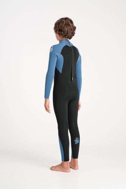C-Skins NuWave Legend 5/4mm Junior GBS Back Zip Wetsuit 2026 - Black / Steel Blue / Aqua