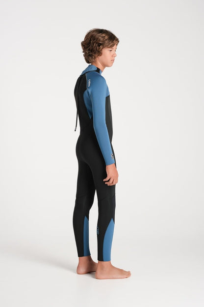 C-Skins NuWave Legend 5/4mm Junior GBS Back Zip Wetsuit 2026 - Black / Steel Blue / Aqua