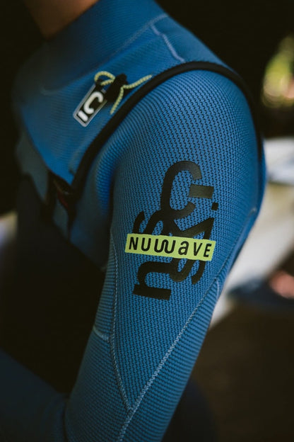 C-Skins NuWave Session 4/3mm Junior GBS Chest Zip Wetsuit 2026 - Bluestone/Steel Blue X/Lime