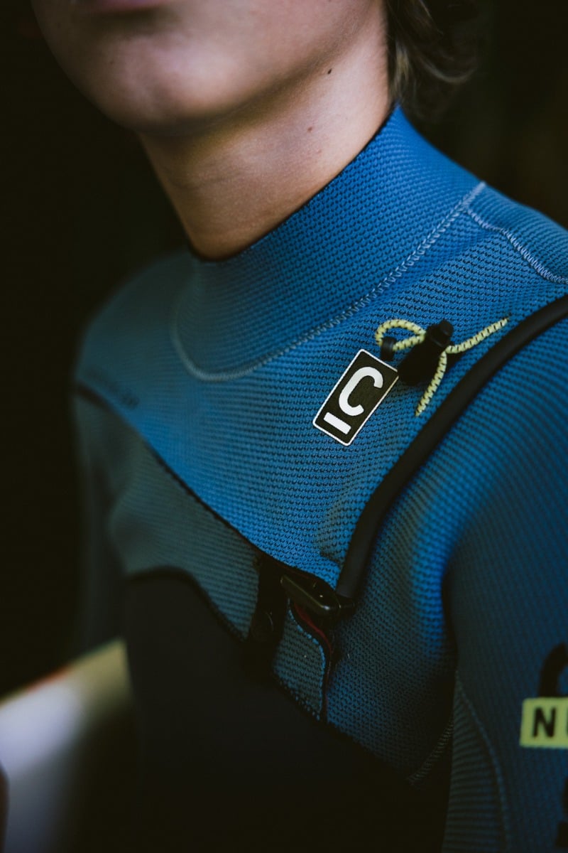 C-Skins NuWave Session 4/3mm Junior GBS Chest Zip Wetsuit 2026 - Bluestone/Steel Blue X/Lime