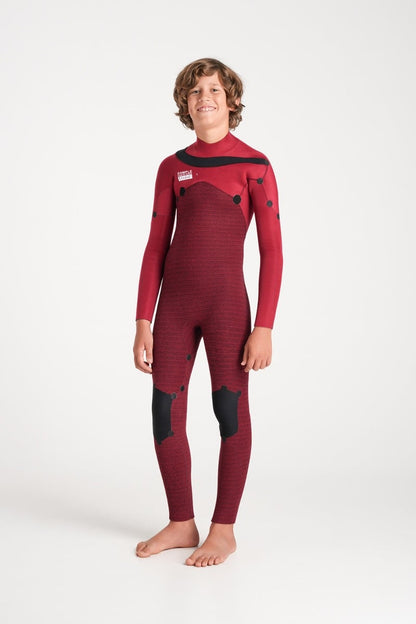 C-Skins NuWave Session 4/3mm Junior GBS Chest Zip Wetsuit 2026 - Bluestone/Steel Blue X/Lime