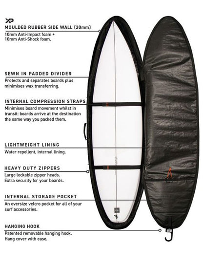 Ocean & Earth Hypa 10mm Double Fish Surfboard Bag - Black