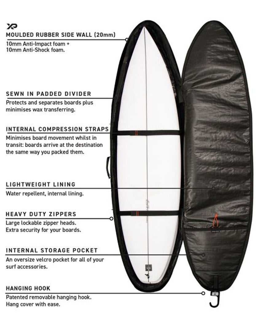 Ocean & Earth Hypa 10mm Triple Fish Surfboard Bag - Black
