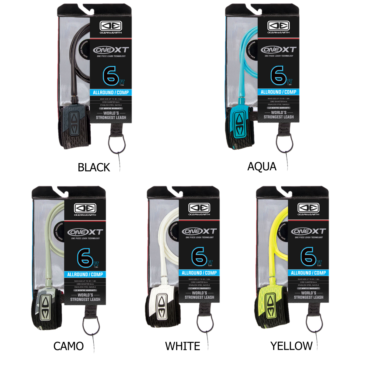 Ocean & Earth Premium OneXT 6ft Comp Surfboard Leash