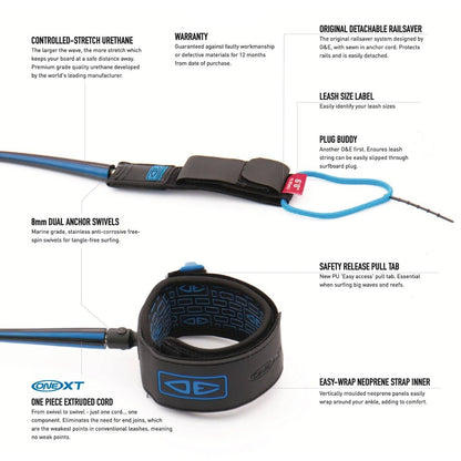 Ocean & Earth 6ft One-XT Premium Surf Leash - Blue