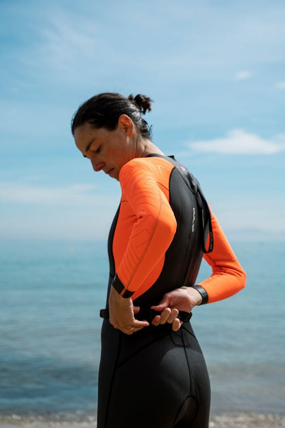 Orca Vitalis Hi-Vis Women's Openwater Wetsuit 2025 - Black/Orange