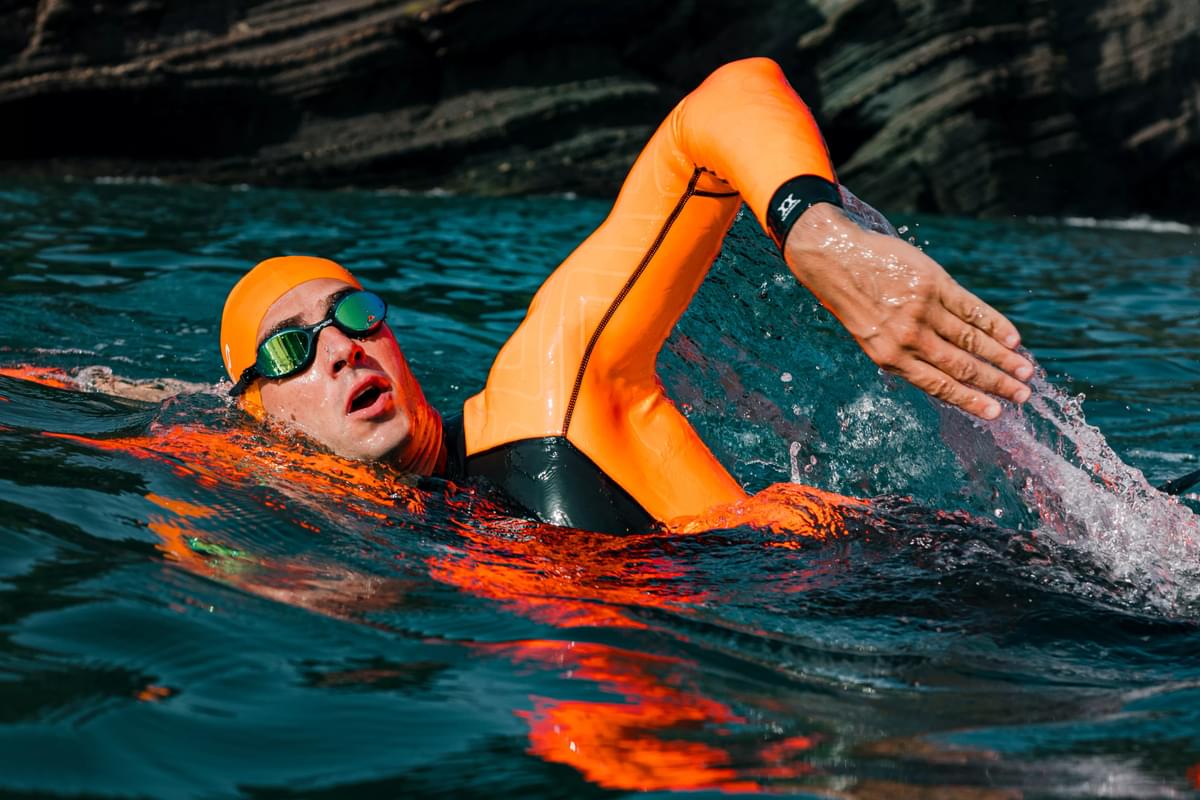 Orca Vitalis Hi-Vis Men's Openwater Swim Wetsuit 2024 - Black/Orange