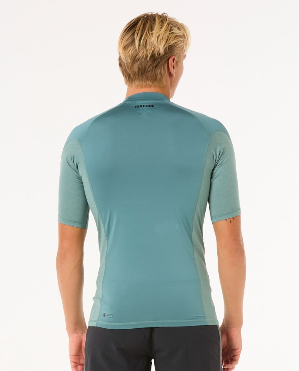 Rip Curl Waves UPF Perf Short Sleeve Rash Vest - Blue Stone