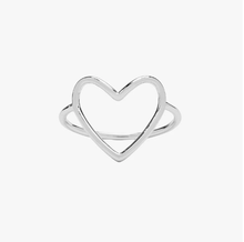 Pura Vida Big Heart Band Ring - Silver- Full View