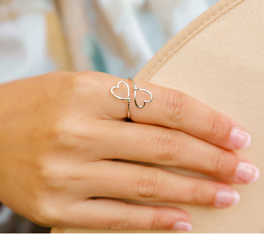 Pura Vidra Heart Wire Wrap Ring - Silver - Full View