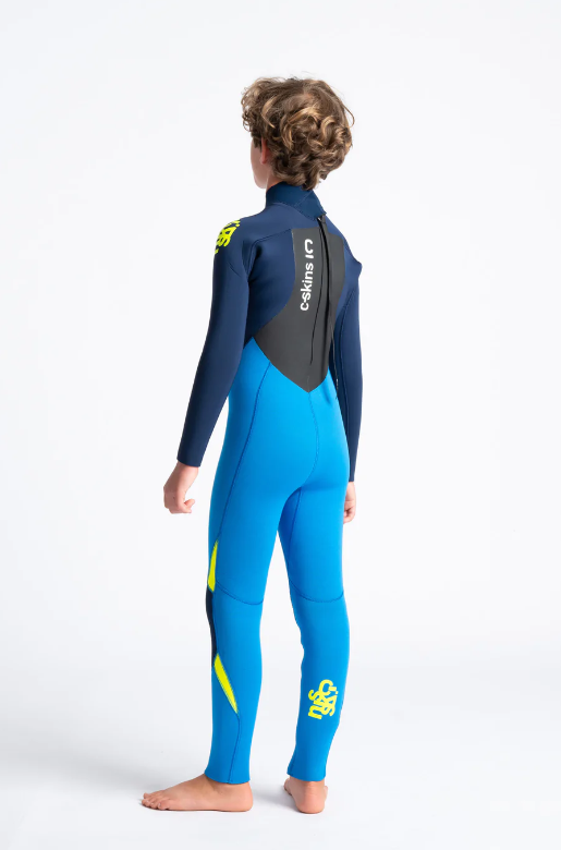 C-Skins Legend 4/3mm Youth Back Zip Wetsuit - Cyan/Slate - Back