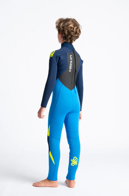 C-Skins Legend 4/3mm Youth Back Zip Wetsuit - Cyan/Slate - Back
