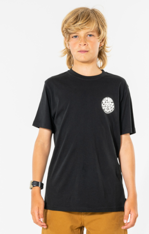 Rip Curl Wetsuit Icon Short Sleeve Kids Tee - Black