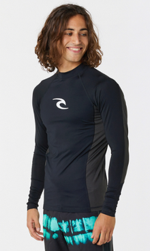 Rip Curl Waves Men's UPF Performance Long Sleeve Rash Vest - Black