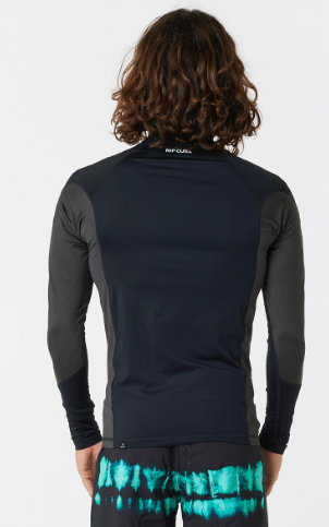 Rip Curl Waves Men's UPF Performance Long Sleeve Rash Vest - Black