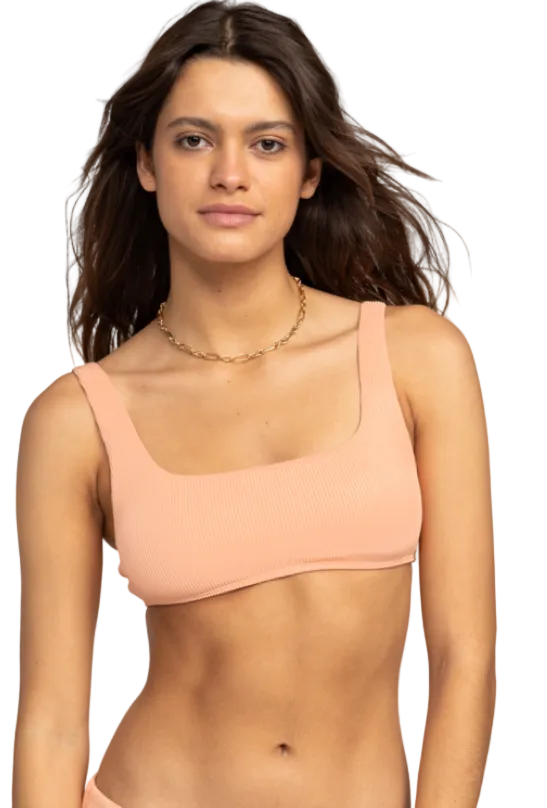 Roxy Rib Roxy Love The Glassy Womens Bikini Top - Salmon