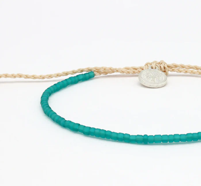Pineapple Island Ka'anapali Frosted Glass Beaded Bracelet - Turquoise