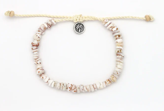 Pineapple Island Shell Beaded Anklet - White