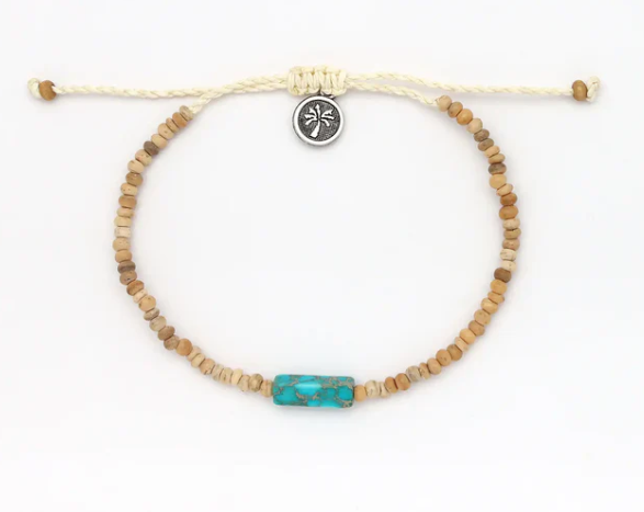 Pineapple Island Beaded Anklet - Coconut Wood Beads
