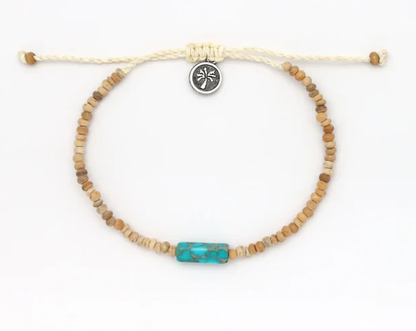 Pineapple Island Adjustable Beaded Bracelet - Coconut Wood/Nat Stone Bead
