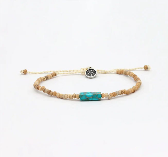 Pineapple Island Beaded Anklet - Coconut Wood Beads