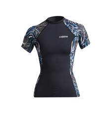 C Skins NuWave Premium UV Womens Short Sleeve Rash Vest - Raven / Tropical