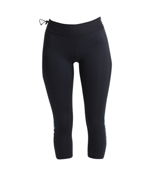 C Skins Solace 1/5mm 3/4 Womens Flatlock Wetsuit Leggings - Raven Black/Tropical C