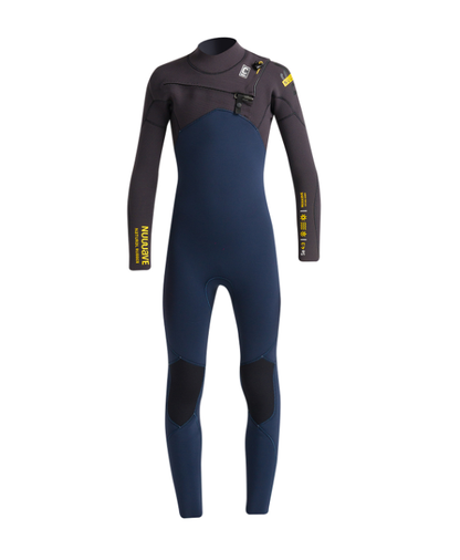 C Skins NuWave Session 4/3mm Junior Chest Zip Wetsuit - Bluestone/Meteor X/ Saffron