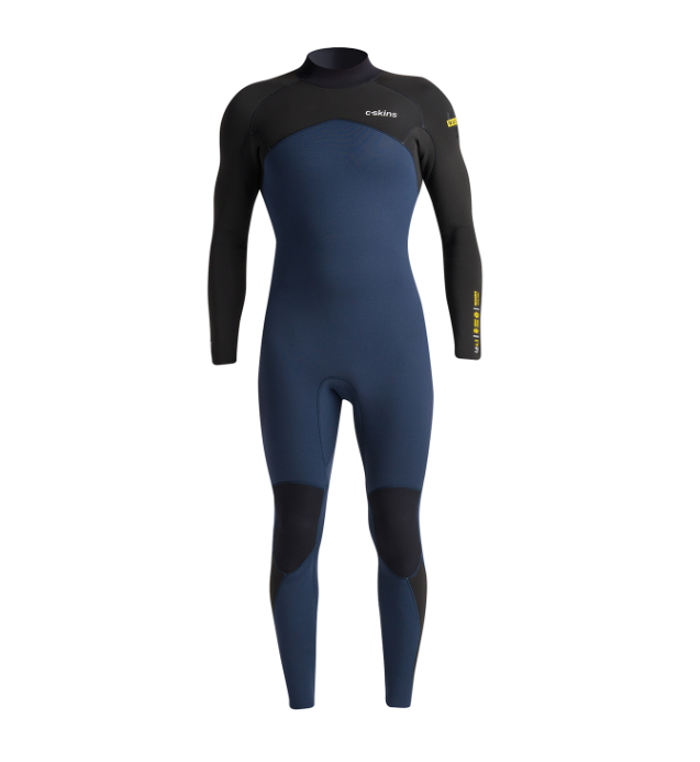 C Skins NuWave Legend 4/3mm Mens GBS Back Zip Wetsuit - Bluestone/Black/Saffron