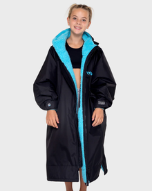 Dryrobe Advance Kids Long Sleeve Changing Robe - Age 10-13 - Black/Blue