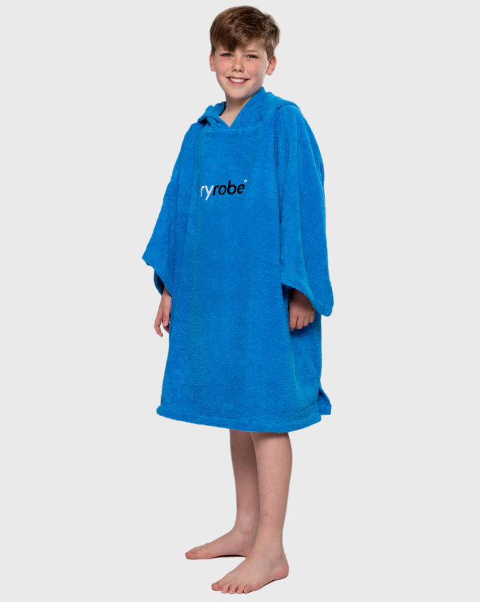 Dryrobe Kids Organic Cotton Short Sleeve Towel Robe - Cobalt Blue