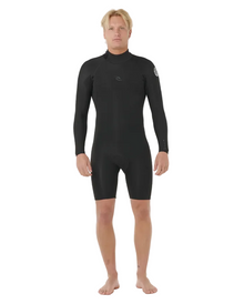 Rip Curl Dawn Patrol 2/2mm Mens Back Zip Long Arm Shorty Wetsuit - Black