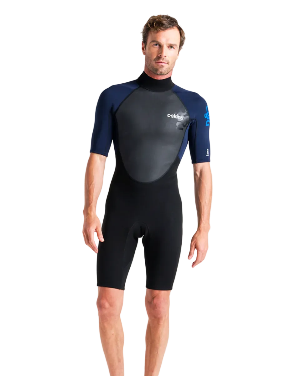 C-Skins Element 3/2mm Mens Back Zip Shorty Wetsuit - Anthracite/ Black/ Neon Flare