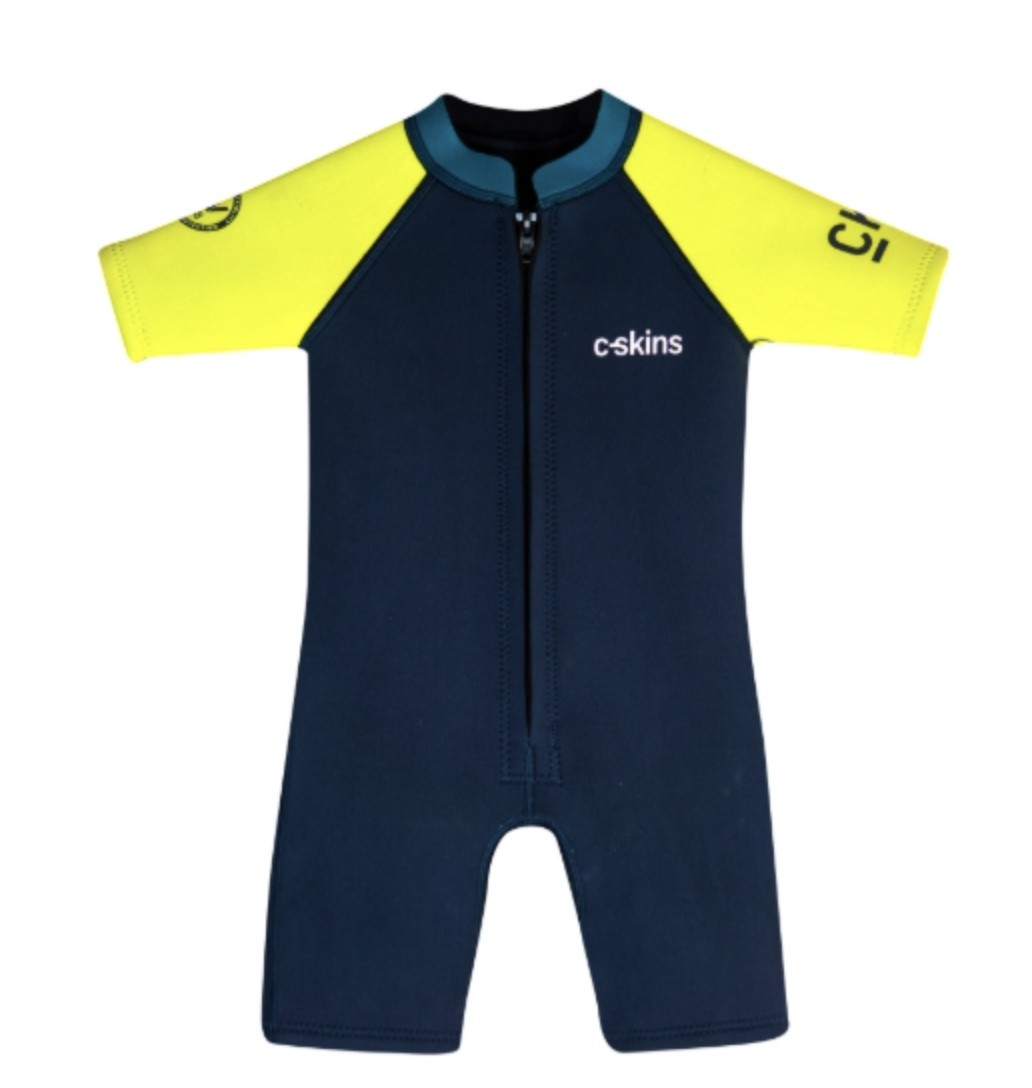 C-Skins NuWave C-KID Baby Front Zip Shorti Wetsuit - Bluestone/Lime