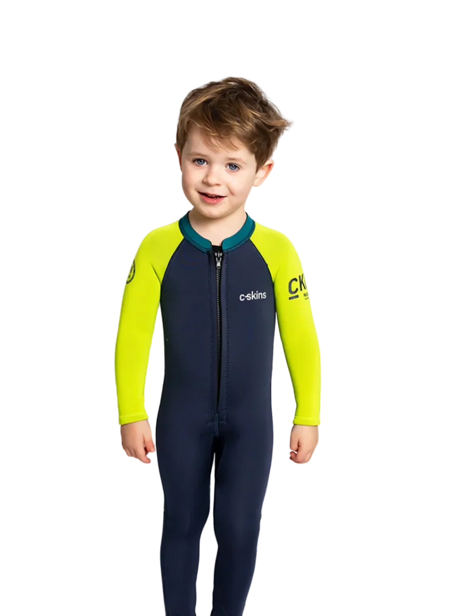 C-Skins NuWave C-KID Baby Front Zip Steamer Wetsuit - Bluestone/Lime