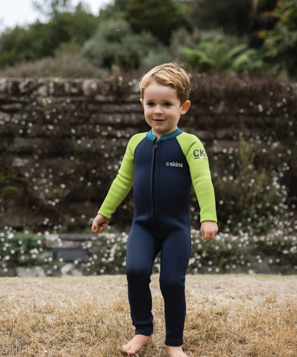 C-Skins NuWave C-KID Baby Front Zip Steamer Wetsuit 2026 - Bluestone/Lime