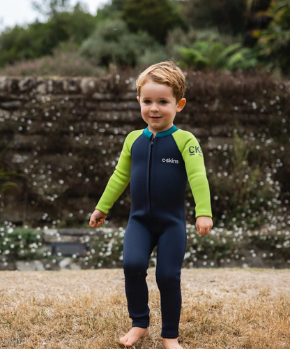 C-Skins NuWave C-KID Baby Front Zip Steamer Wetsuit 2026 - Bluestone/Lime