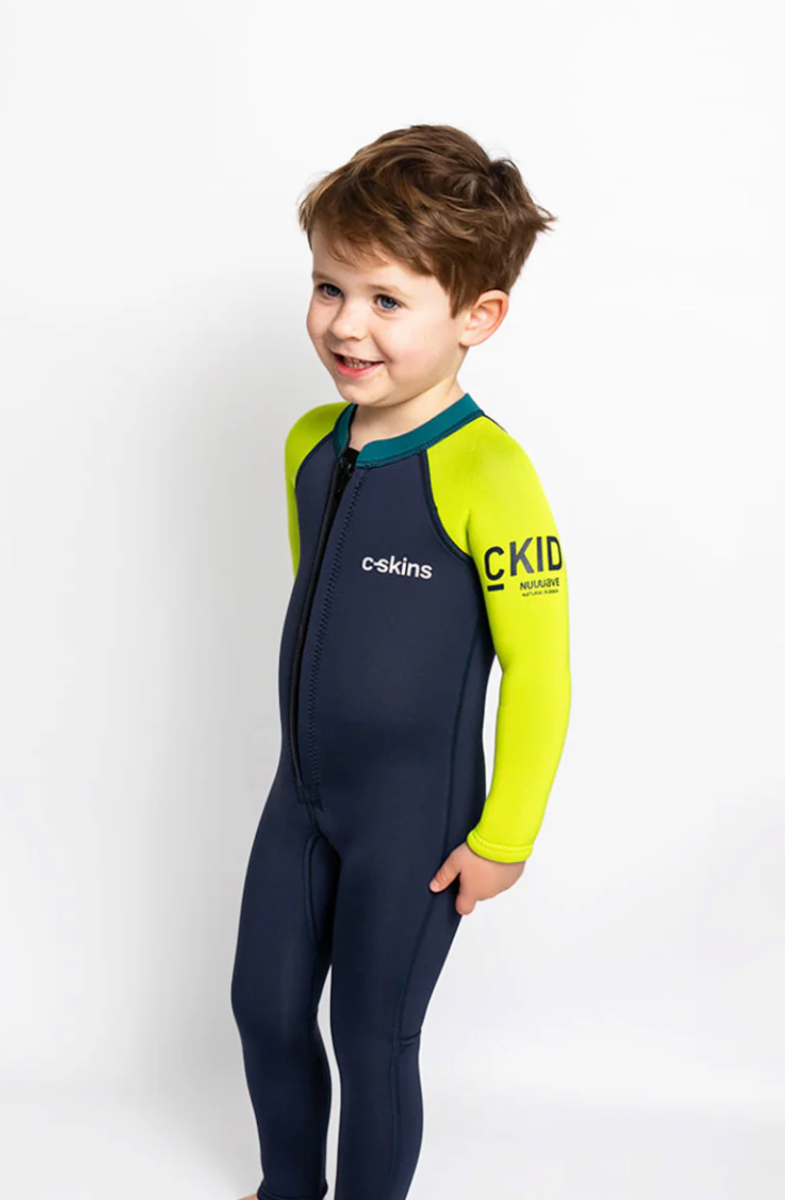 C-Skins NuWave C-KID Baby Front Zip Steamer Wetsuit 2026 - Bluestone/Lime