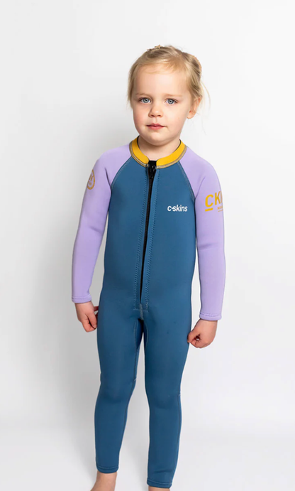 C-Skins NuWave C-KID Baby Front Zip Steamer Wetsuit 2026 - Steel Blue/ Lilac