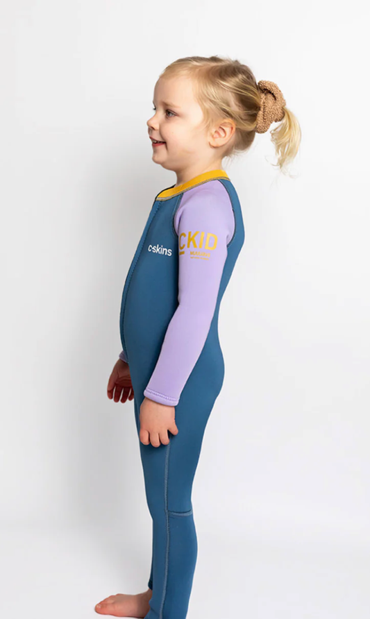 C-Skins NuWave C-KID Baby Front Zip Steamer Wetsuit 2026 - Steel Blue/ Lilac