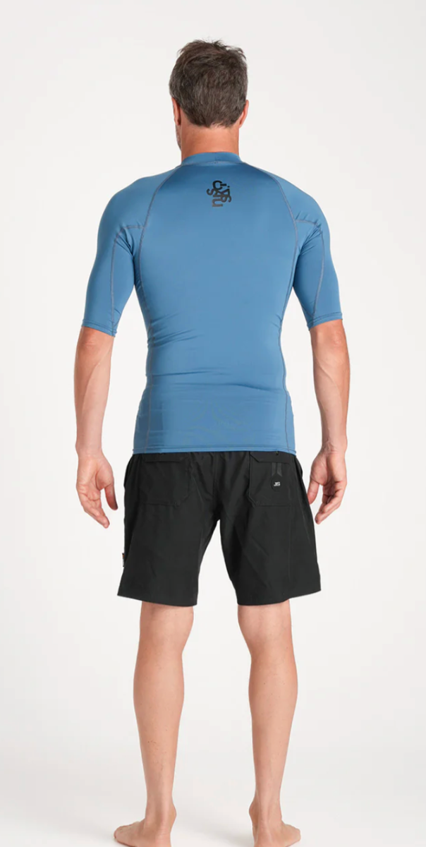 C-Skins NuWave UV Basics Mens Short Sleeve Rash Vest - Steel Blue