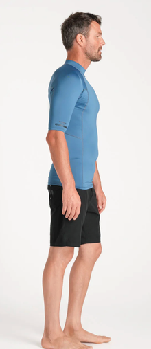 C-Skins NuWave UV Basics Mens Short Sleeve Rash Vest - Steel Blue