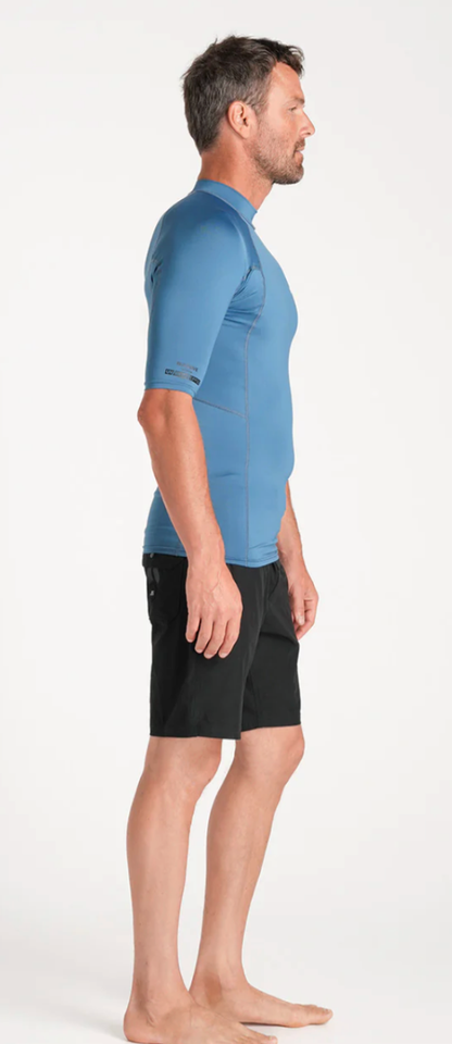 C-Skins NuWave UV Basics Mens Short Sleeve Rash Vest - Steel Blue