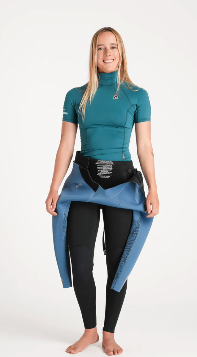 C-Skins NuWave Rash X Womens Short Sleeve Rash Vest - Emerald/Light Blue